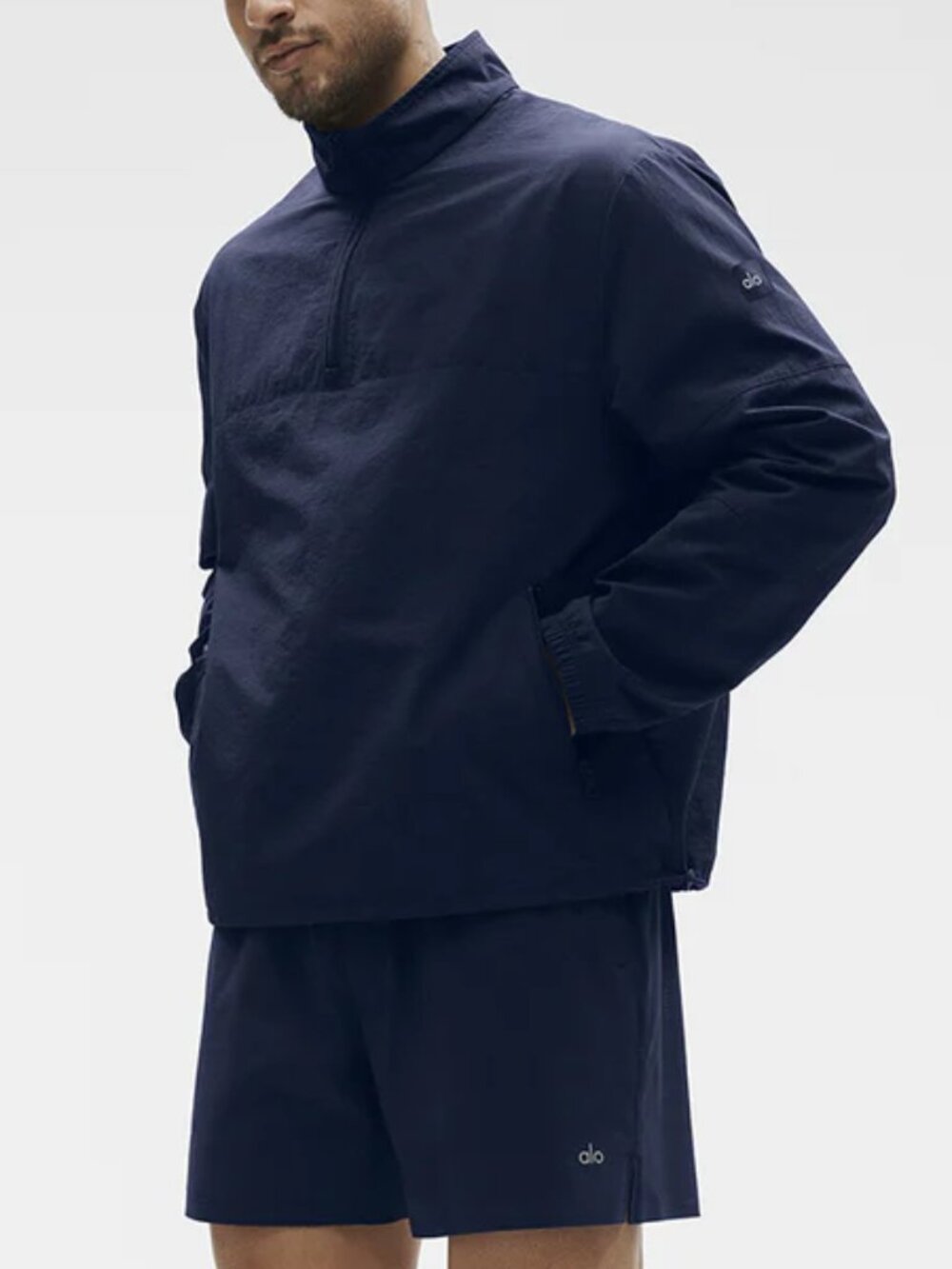 Alo Men's Light Weight Takeaway Track Pullover Navy Blue size medium NWOT